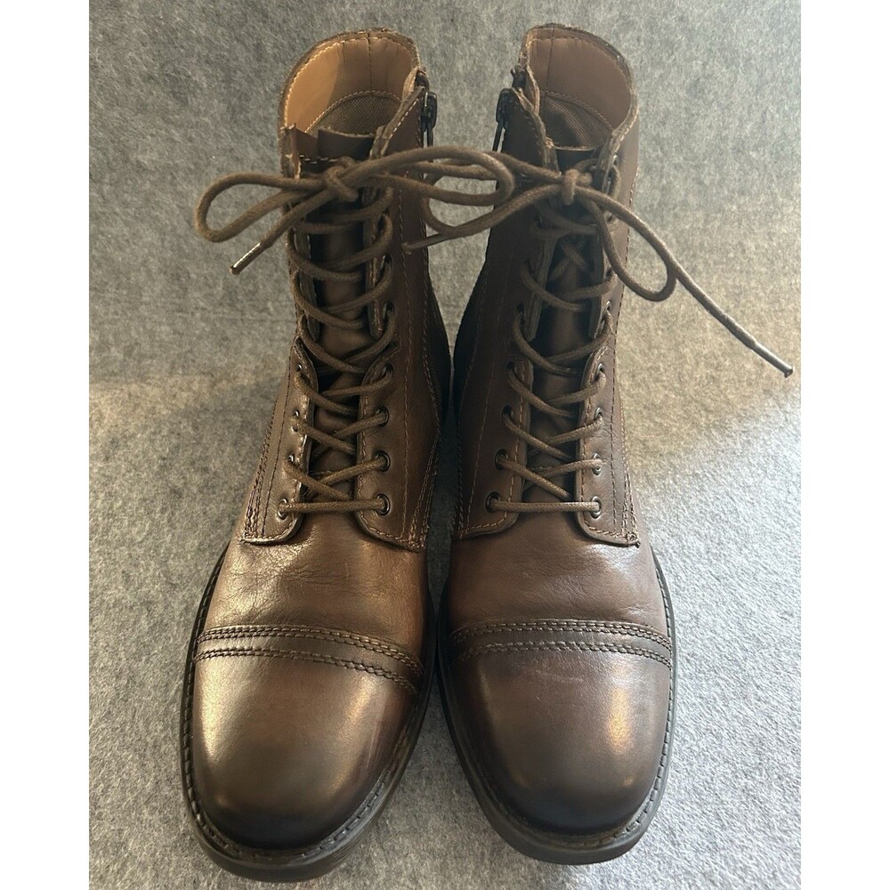Steve Madden MACC Chocolate Brown Leather Cap Toe Boots Zip Sz 7, Fall Winter